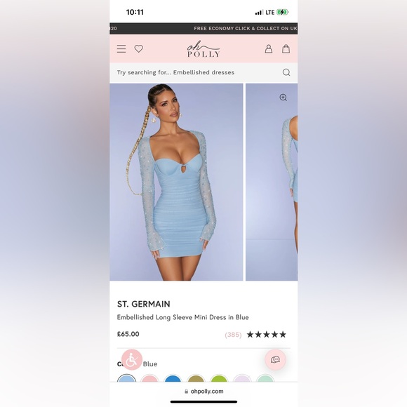 ST. GERMAIN
Embellished Long Sleeve Mini Dress in Blue - Picture 7 of 7